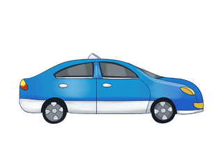 汽车元素蓝色出租车PNG素材